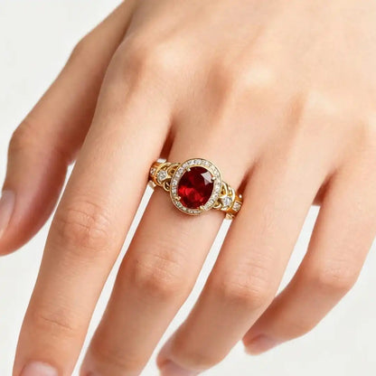 Bague Halo Rubis Nœud