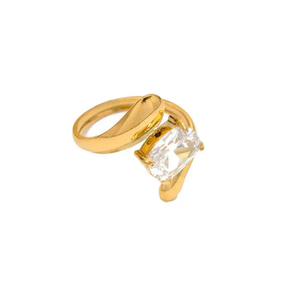 Bague Goutte d'Eau Zircone Dorée Intemporelle