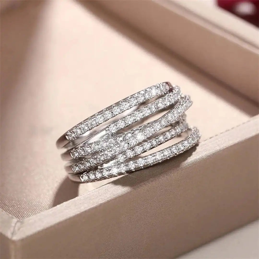 Bague Croix Zircone Superposée