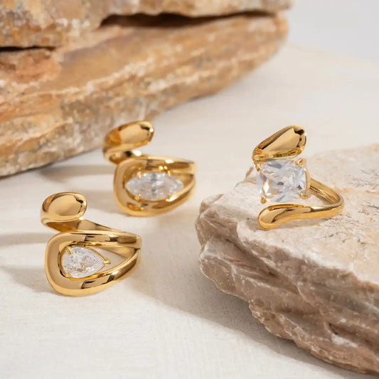 Bague Goutte d'Eau Zircone Dorée Intemporelle
