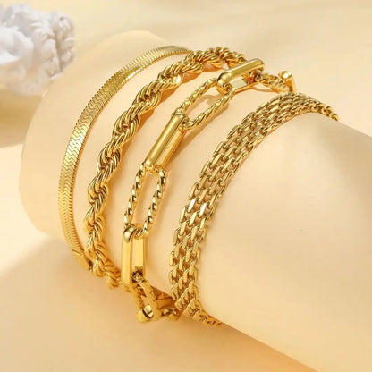 Ensemble Bracelets Empilables Perles Dorées