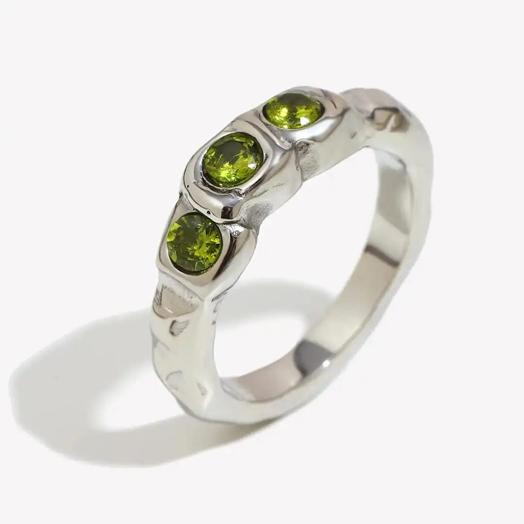 Bague Gemme Incrustée Dorée Rétro