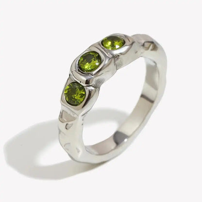 Bague Gemme Incrustée Dorée Rétro
