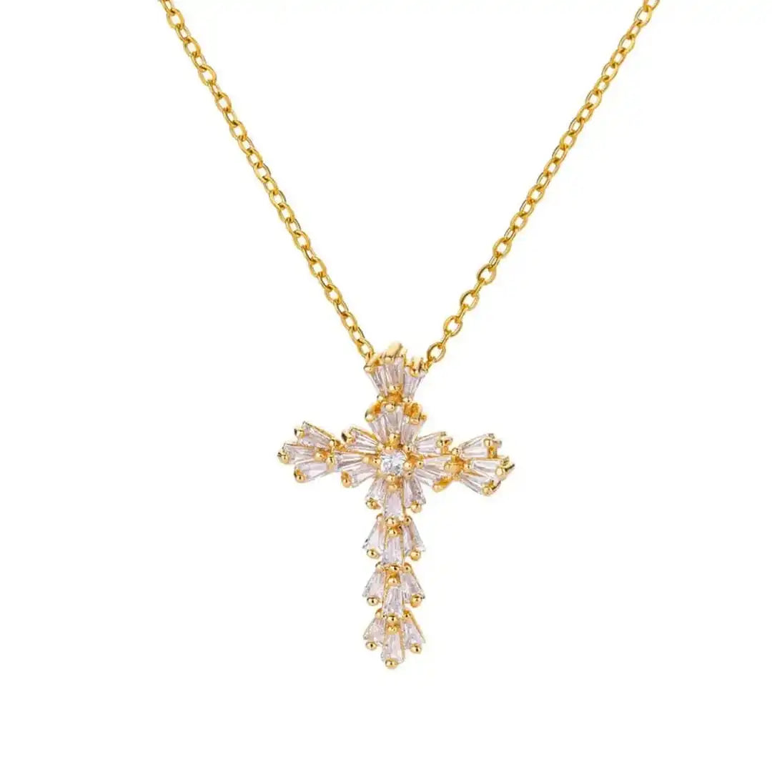 Collier Croix Zircone Argenté Intemporel