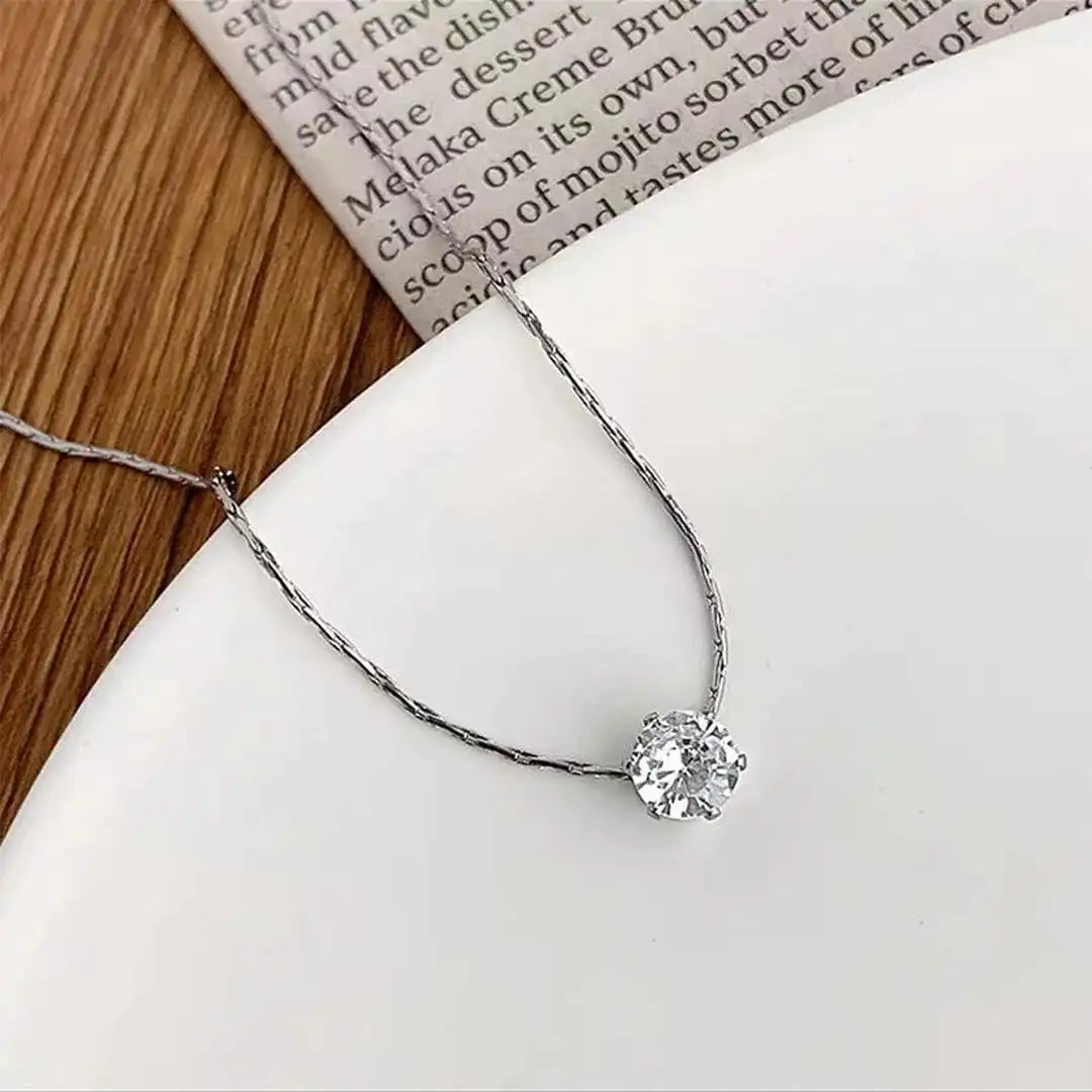 Collier Pendentif Solitaire Délicat