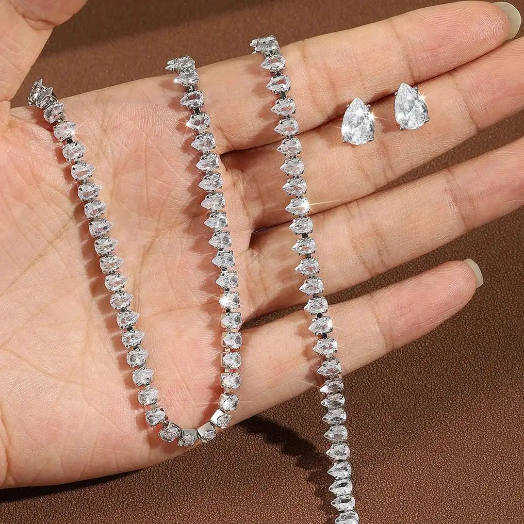Parure de Mariée Zircone Ronde Transparente