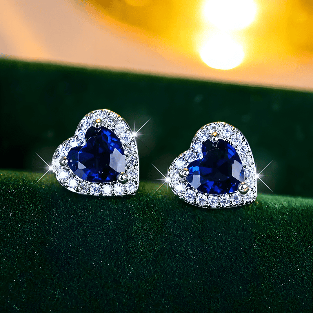 Clous d'oreilles Coeur Saphir