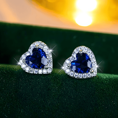 Clous d'oreilles Coeur Saphir