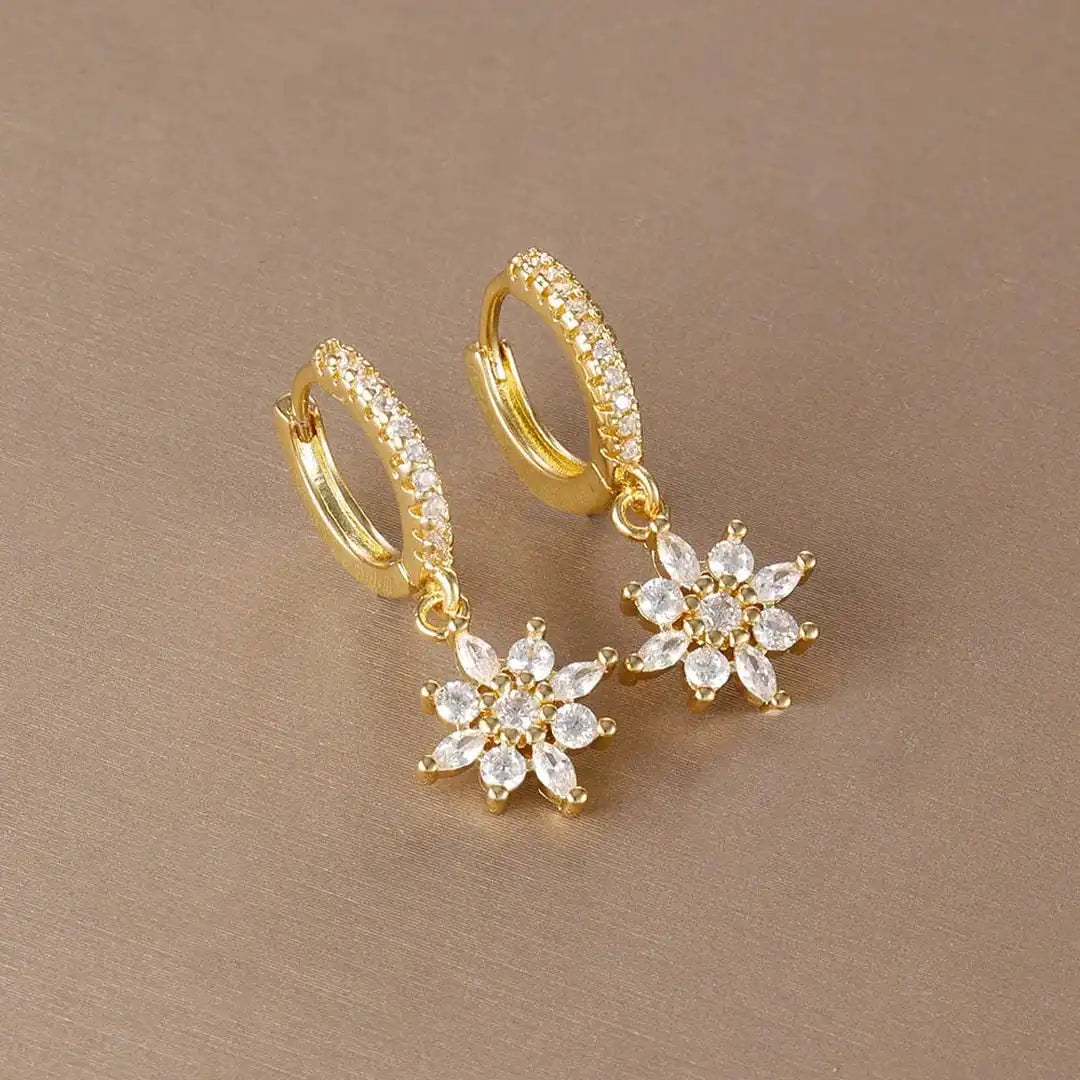 Boucles Pendantes Flocon de Neige Cristal Classique