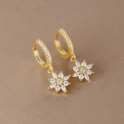 Boucles Pendantes Flocon de Neige Cristal Classique