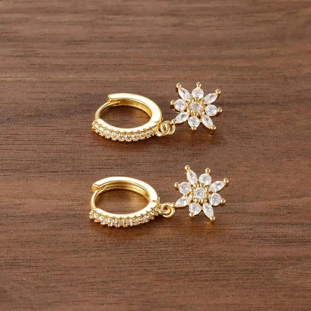 Boucles Pendantes Flocon de Neige Cristal Classique