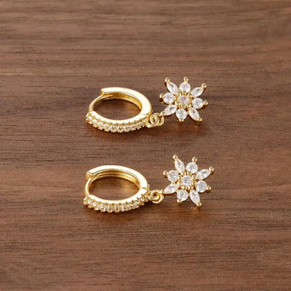 Boucles Pendantes Flocon de Neige Cristal Classique