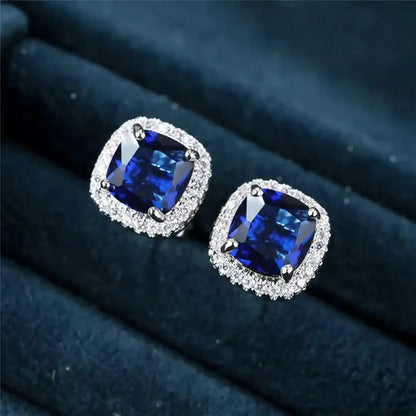 Clous d'oreilles carrés Saphir
