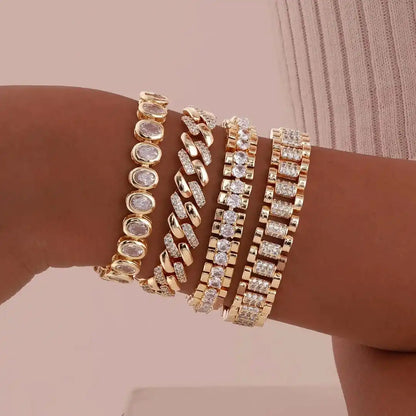 Ensemble Bracelets Zircone Ajustables Dorés