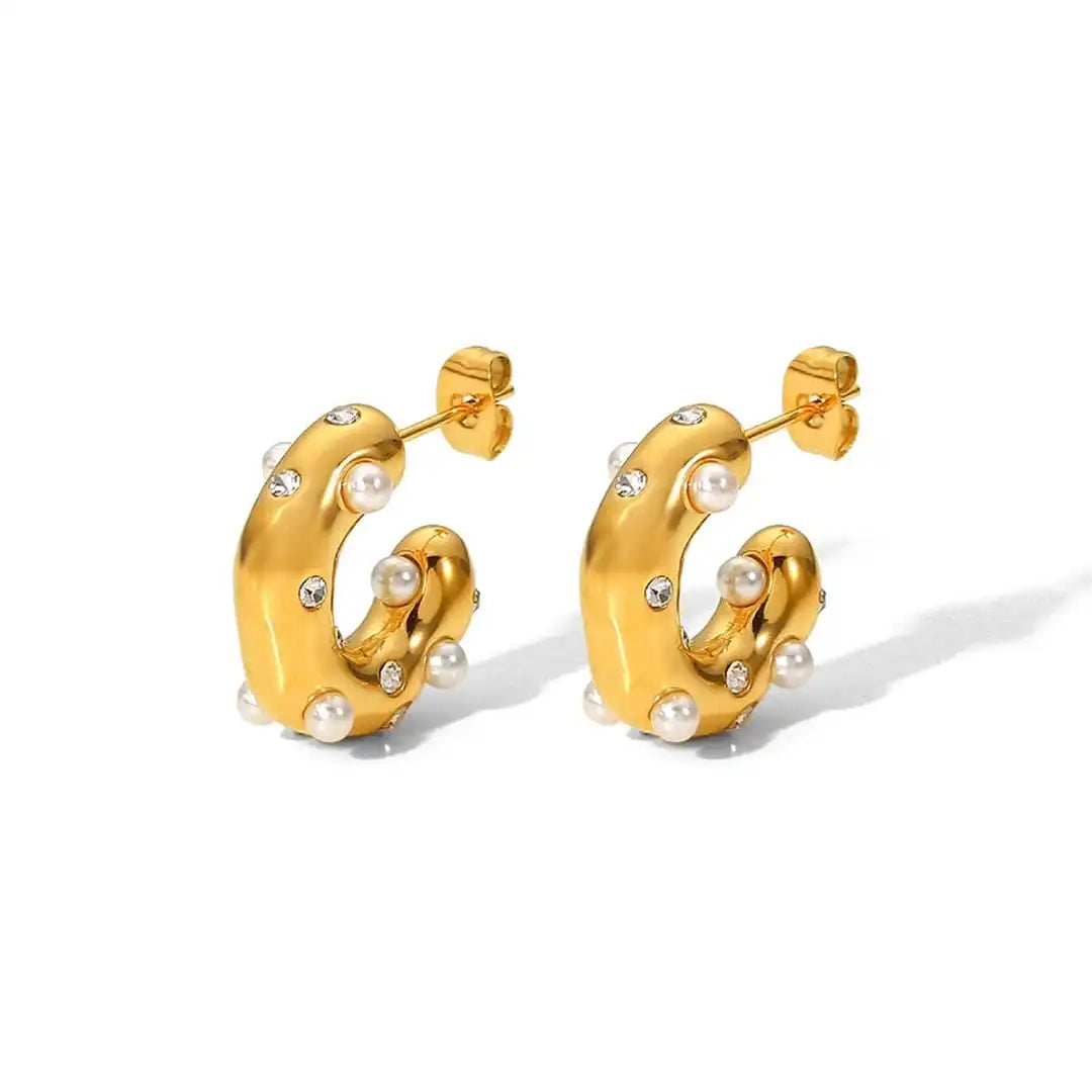 Anneaux Cercle Zircone Doré Scintillant