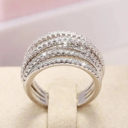 Bague Croix Zircone Superposée