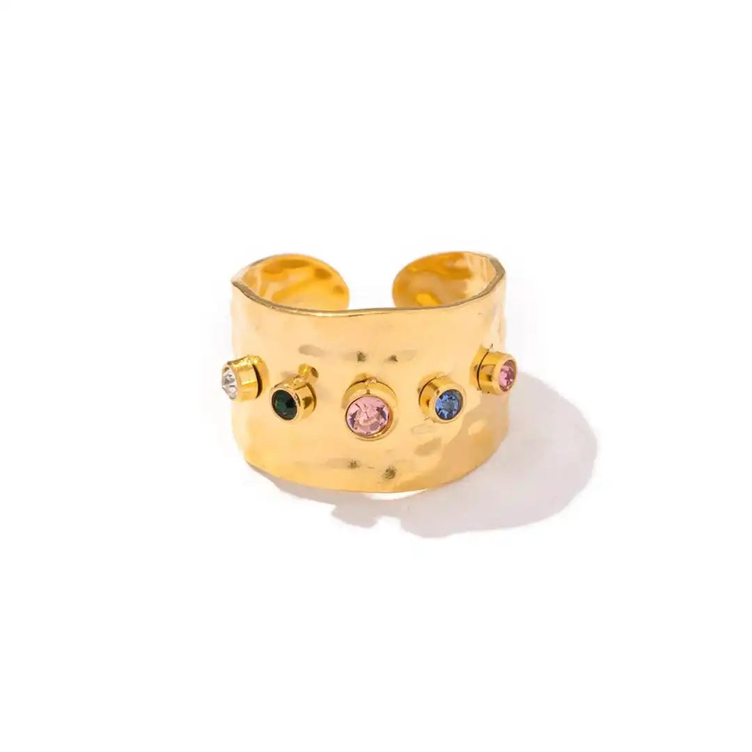 Bague Dorée Zircone Rétro