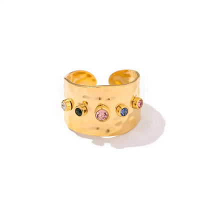 Bague Dorée Zircone Rétro