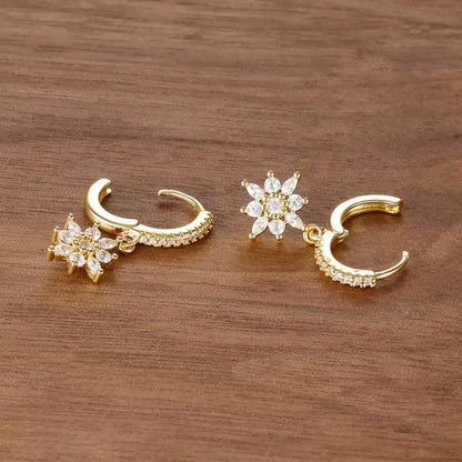 Boucles Pendantes Flocon de Neige Cristal Classique