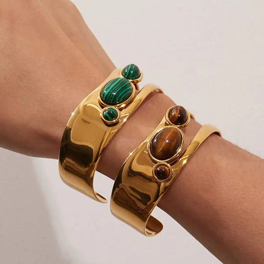 Bracelet Œil de Tigre Doré Rétro