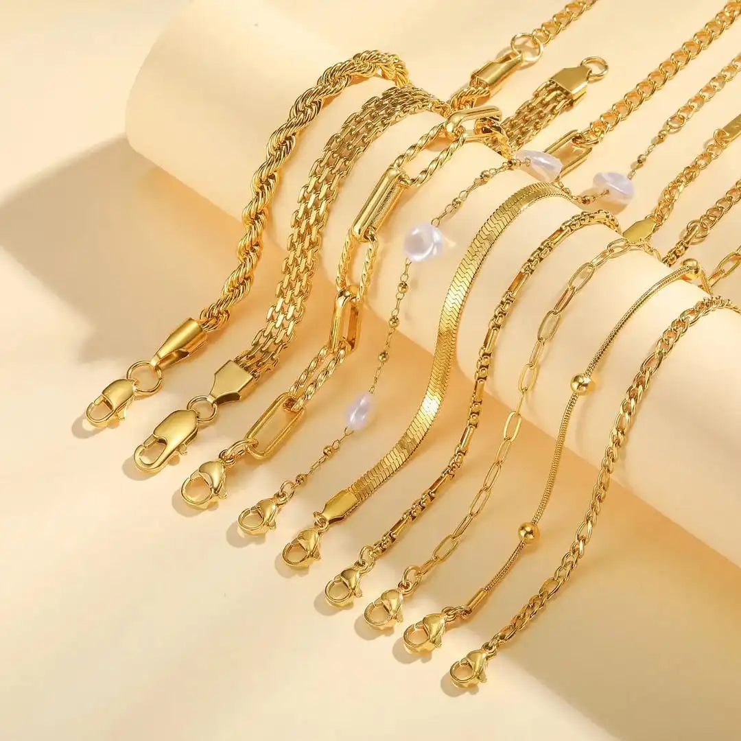 Ensemble Bracelets Empilables Perles Dorées