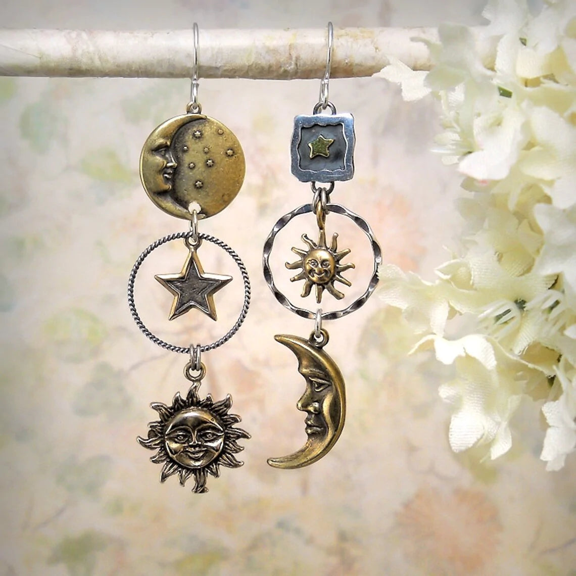 Soleil-Lune™ | Boucles d'oreilles pendantes élégantes