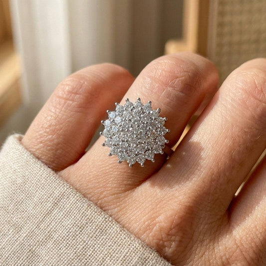 Bague Halo Grappes de Cristaux