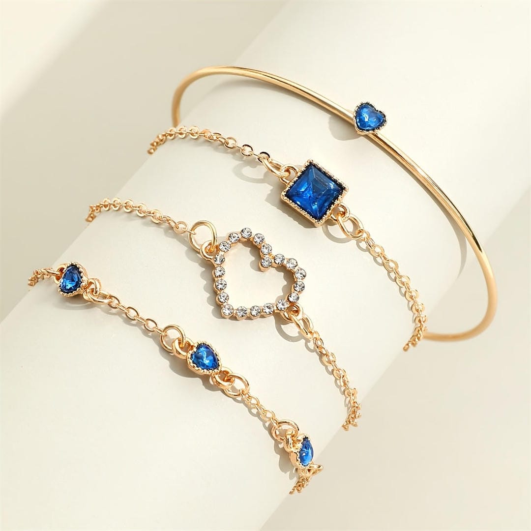Parure de bracelets Coeurs Dores Saphir