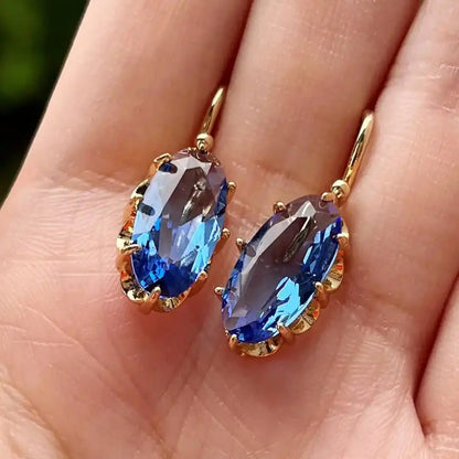 Boucles d'oreilles Fleur Doree et Bleue