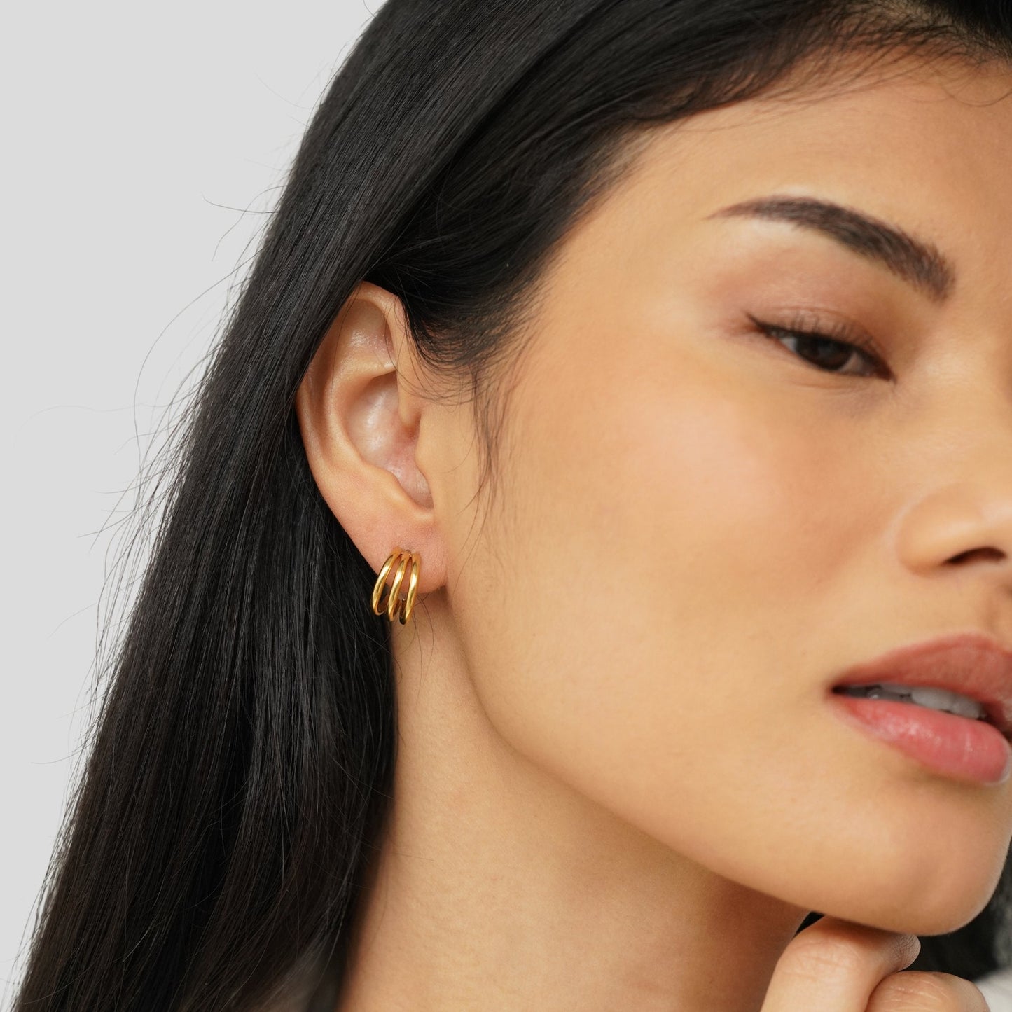 Ana – Boucles d’oreilles triple or