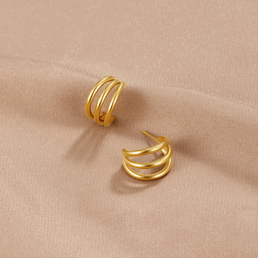 Ana – Boucles d’oreilles triple or