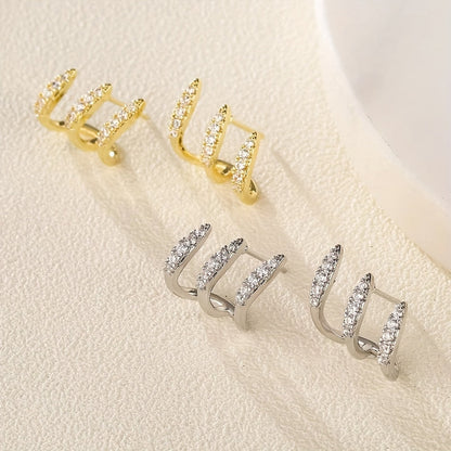 Boucles d'oreilles Élégance™ | Strass, trois griffes