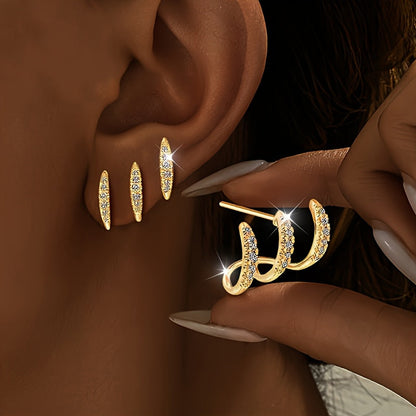 Boucles d'oreilles Élégance™ | Strass, trois griffes