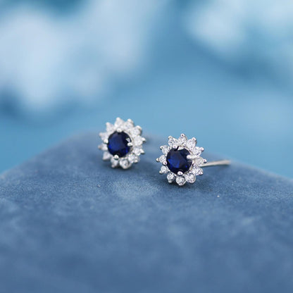 Boucles d'oreilles Floraison Celeste Saphir