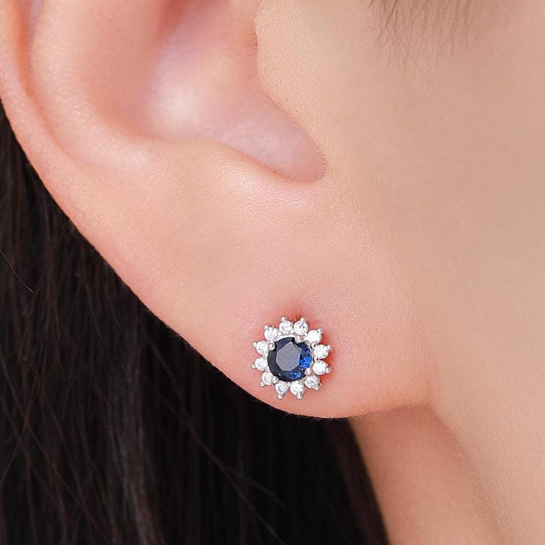 Boucles d'oreilles Floraison Celeste Saphir