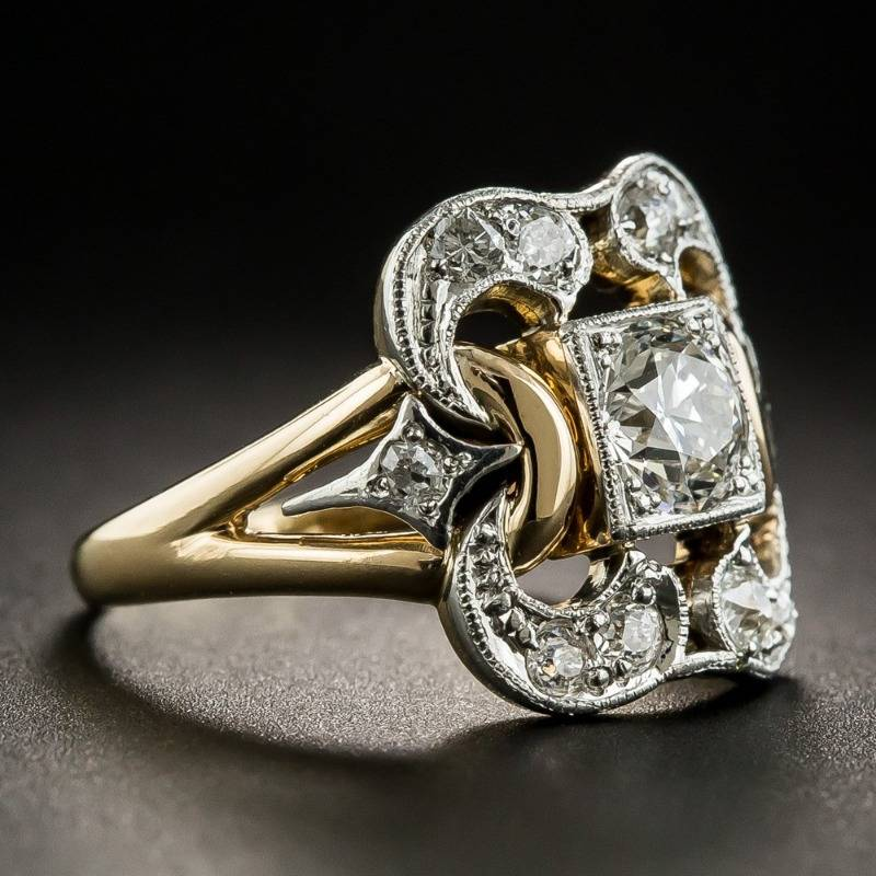 Bague vintage en or avec zircon