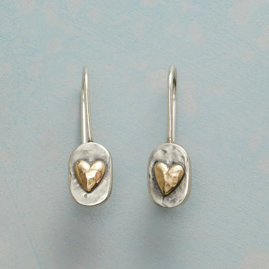 Boucles d'oreilles cœur plaqué or en argent vintage