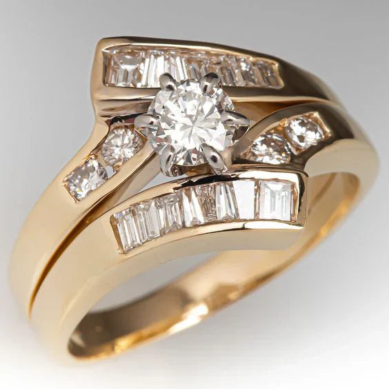 Bague Vintage Or Ornée d’un Brillant