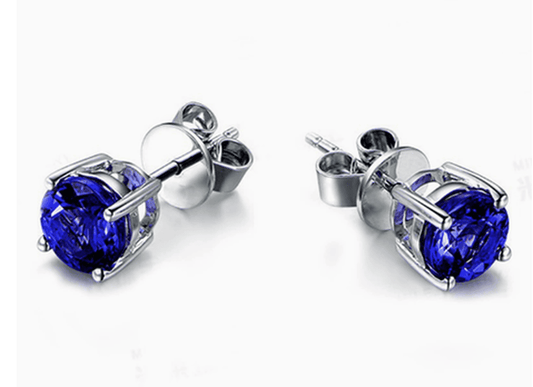 Clous d'oreilles saphir taille princesse minimaliste
