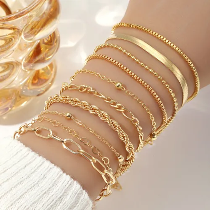 Ensemble Bracelets Empilables Perles Dorées
