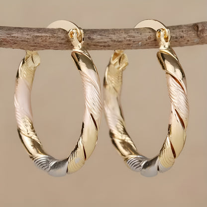 Créoles rondes vintage – Or, argent et or rose