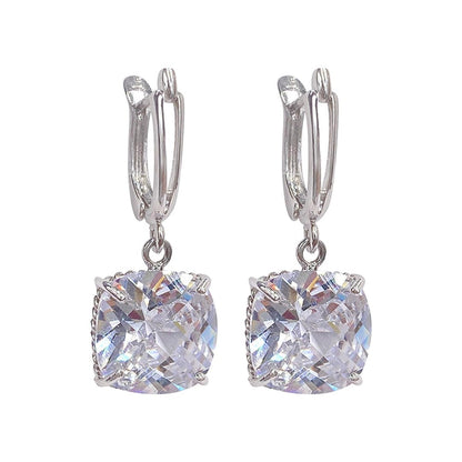 Boucles Pendantes Zircone Or Blanc