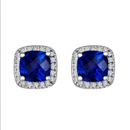 Clous d'oreilles carrés Saphir