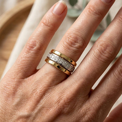 Bague Bicolore Dorée Zircone