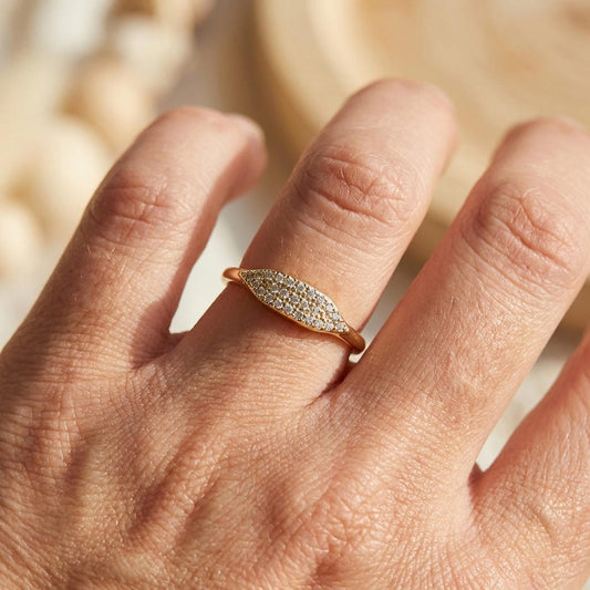 Bague Empilable Marquise Pavée