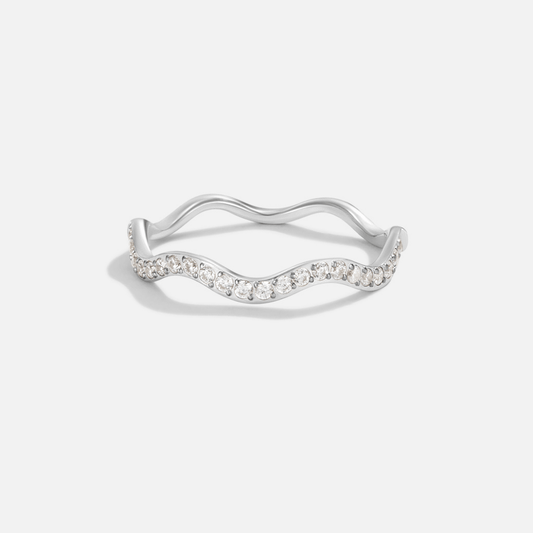 Zerya – Bague vague en cristal et argent